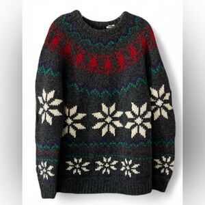 Vintage Handmade Kennth Stevens Winter Nordic Sweater with Snowflake Pattern/Med